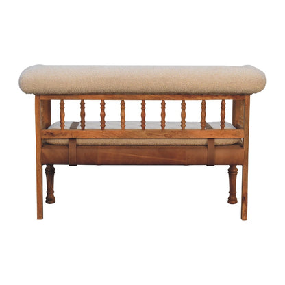 Boucle Leather Strapped Hallway Bench