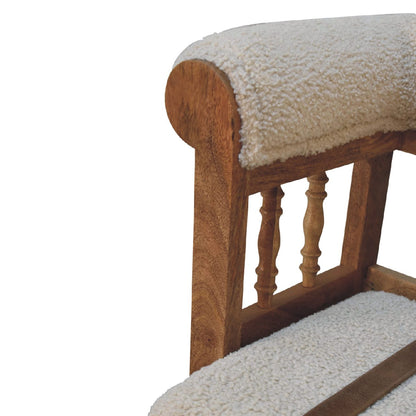 Boucle Leather Strapped Hallway Bench