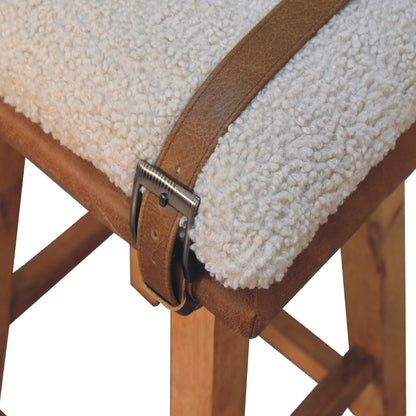 Boucle Leather Strapped Bar Stool