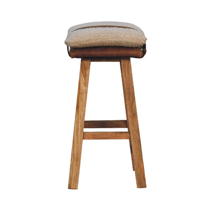 Boucle Leather Strapped Bar Stool