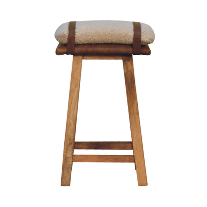Boucle Leather Strapped Bar Stool