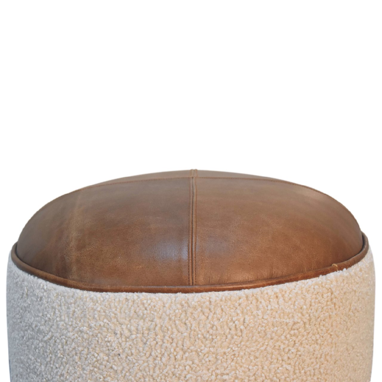 Boucle Leather Footstool with Ball Feet