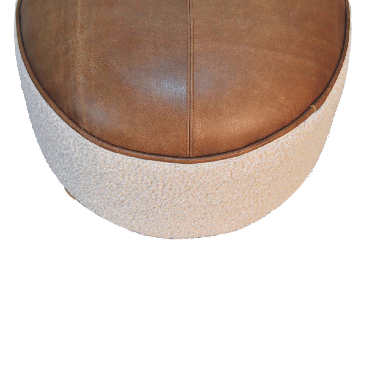 Boucle Leather Footstool with Ball Feet