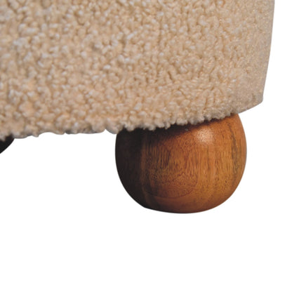 Boucle Leather Footstool with Ball Feet