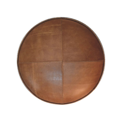 Boucle Leather Footstool with Ball Feet