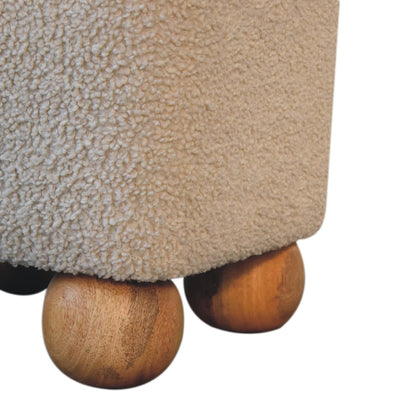 Boucle Footstool with Ball Feet dimensions and scale reference