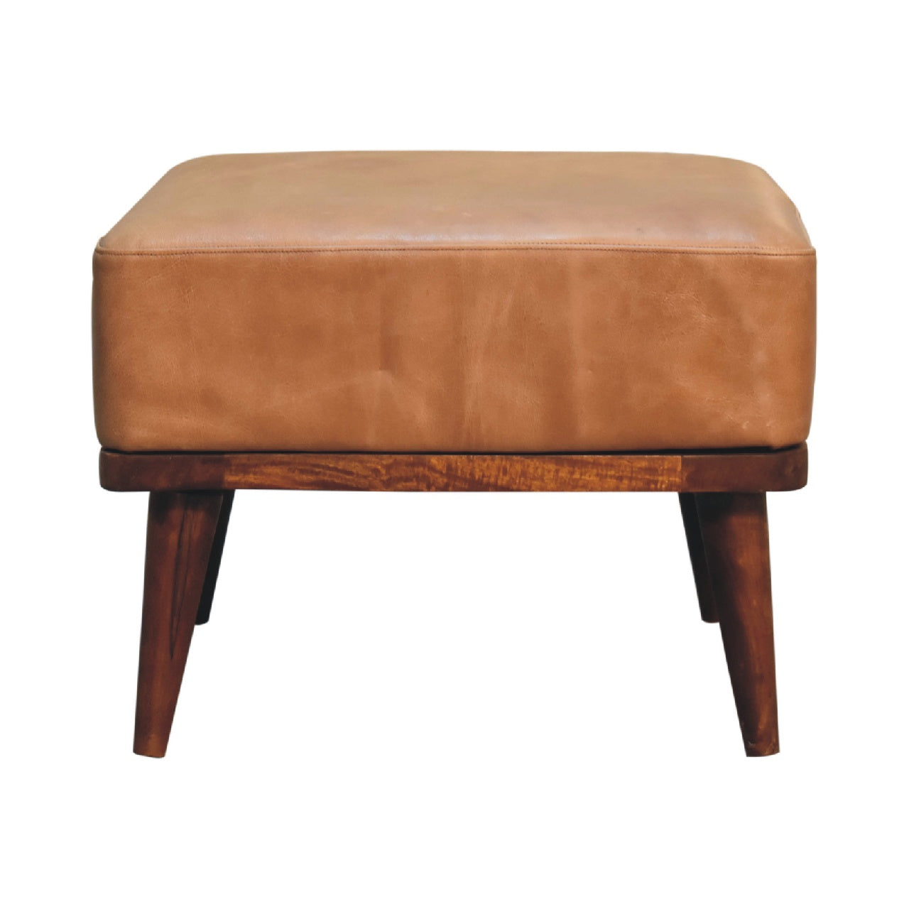 Tan Buffalo Leather Footstool