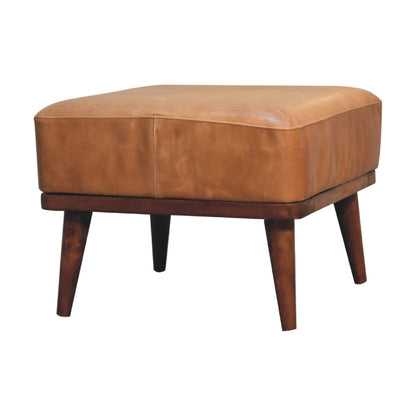 Tan Buffalo Leather Footstool