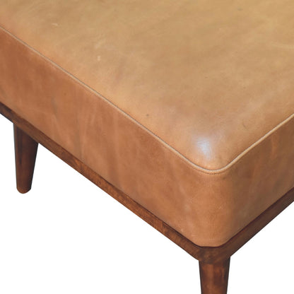 Tan Buffalo Leather Footstool