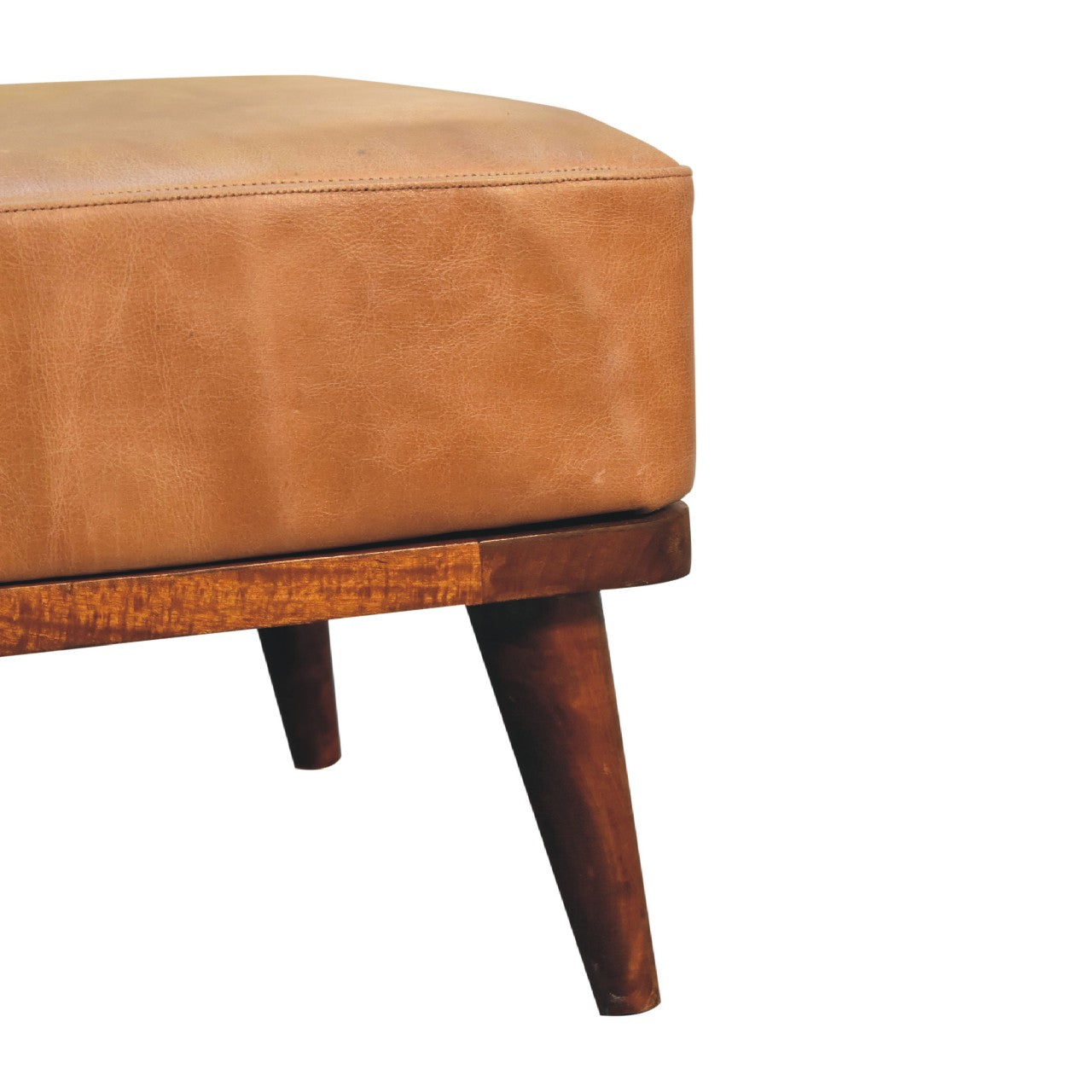 Tan Buffalo Leather Footstool