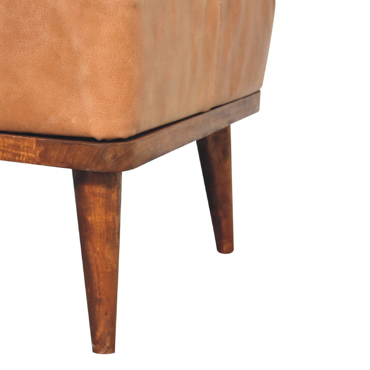 Tan Buffalo Leather Footstool