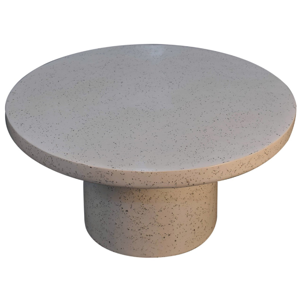 White Mosaic Terrazzo Coffee Table, side profile showing pedestal base