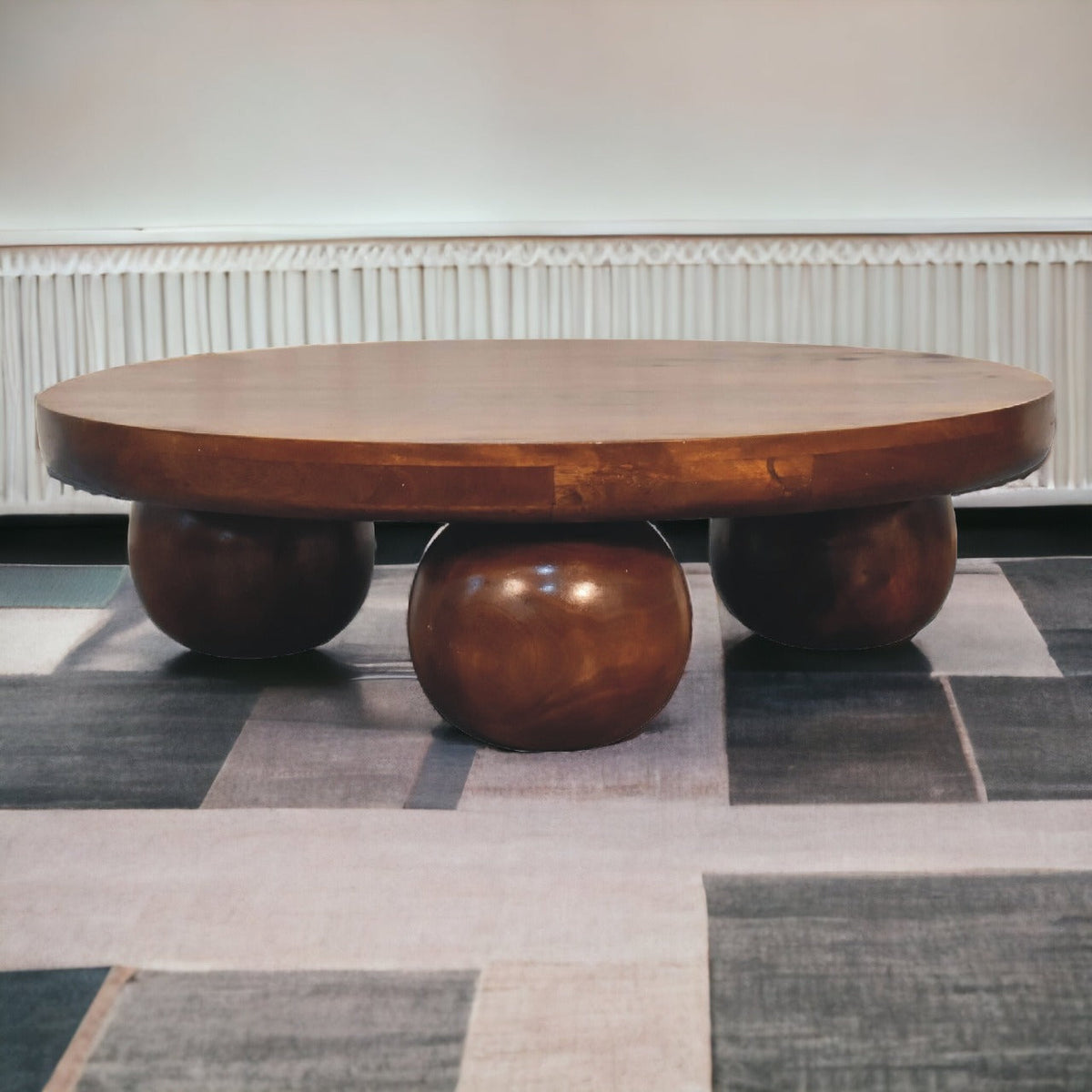 Chestnut Ball Coffee Table in solid mango wood, front view