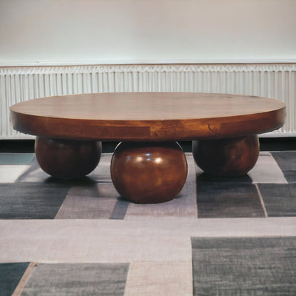 Chestnut Ball Coffee Table in solid mango wood, front view