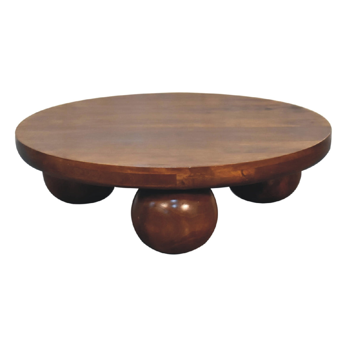 Close-up of the Chestnut Ball Coffee Table's ball feet