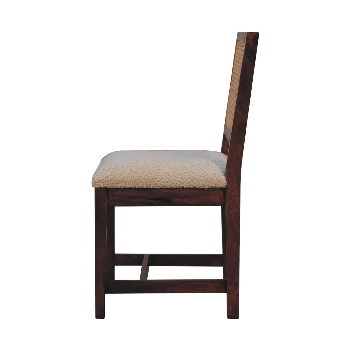 Cream Boucle Rattan Chair dimensions and scale reference