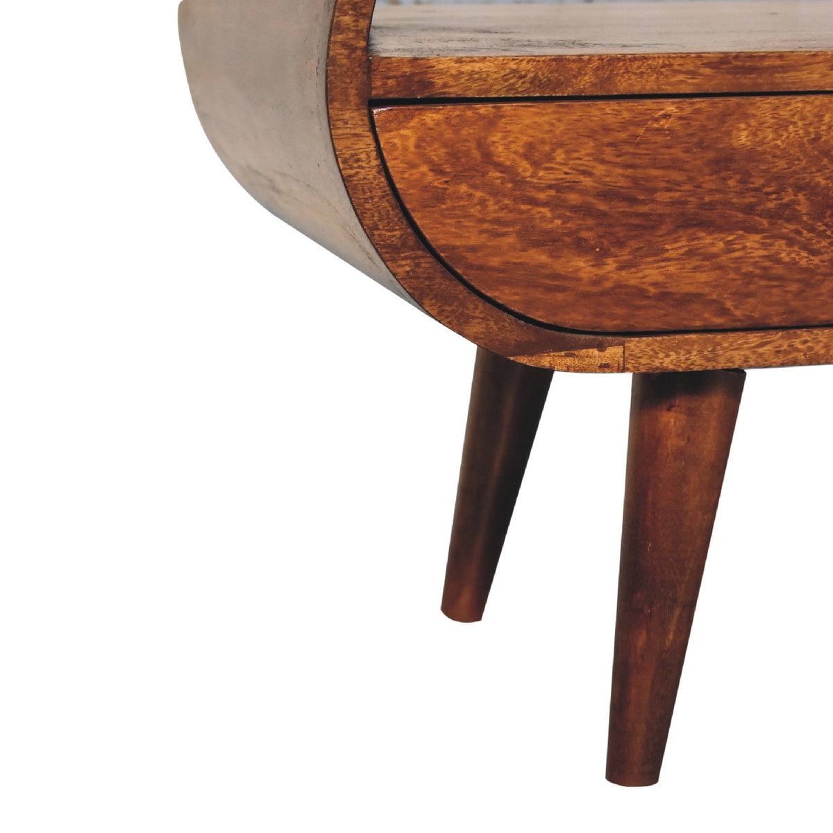 Chestnut Circular TV Stand dimensions and scale reference