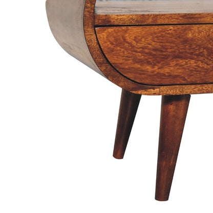 Chestnut Circular TV Stand dimensions and scale reference