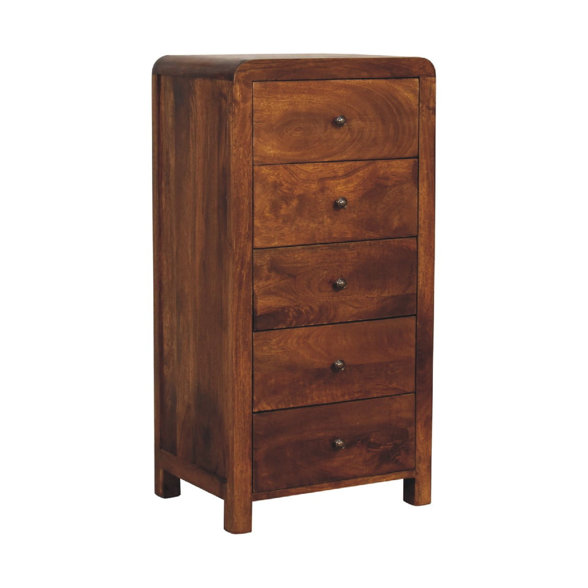 Chestnut Curved Storage Cabinet, side profile