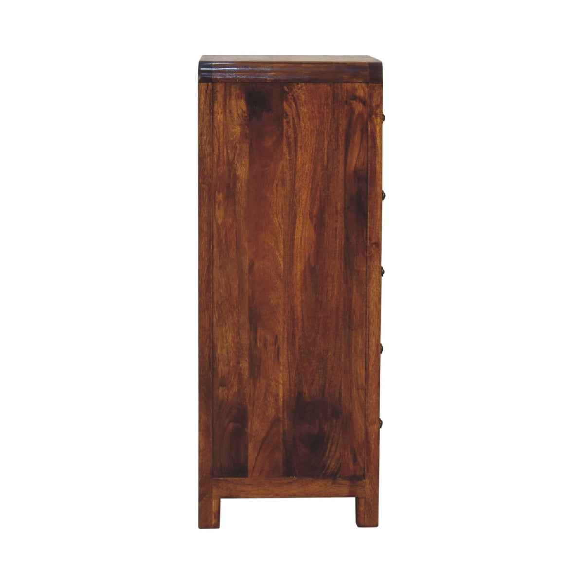 Chestnut Curved Storage Cabinet, three-quarter angle view