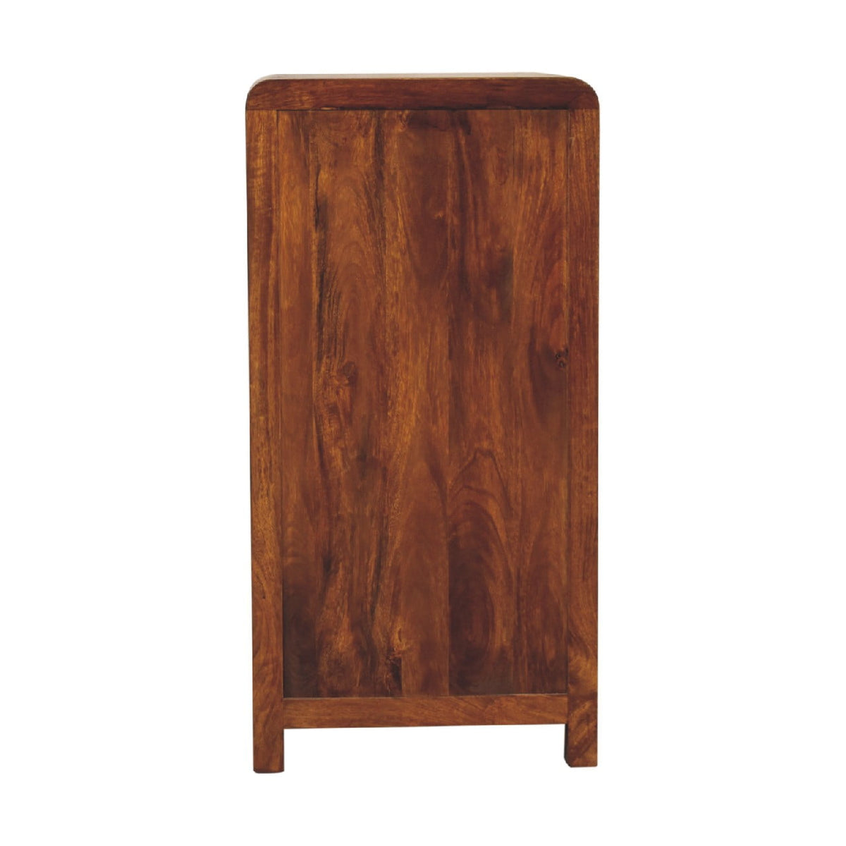Chestnut Curved Storage Cabinet, close-up of cabinet hardware