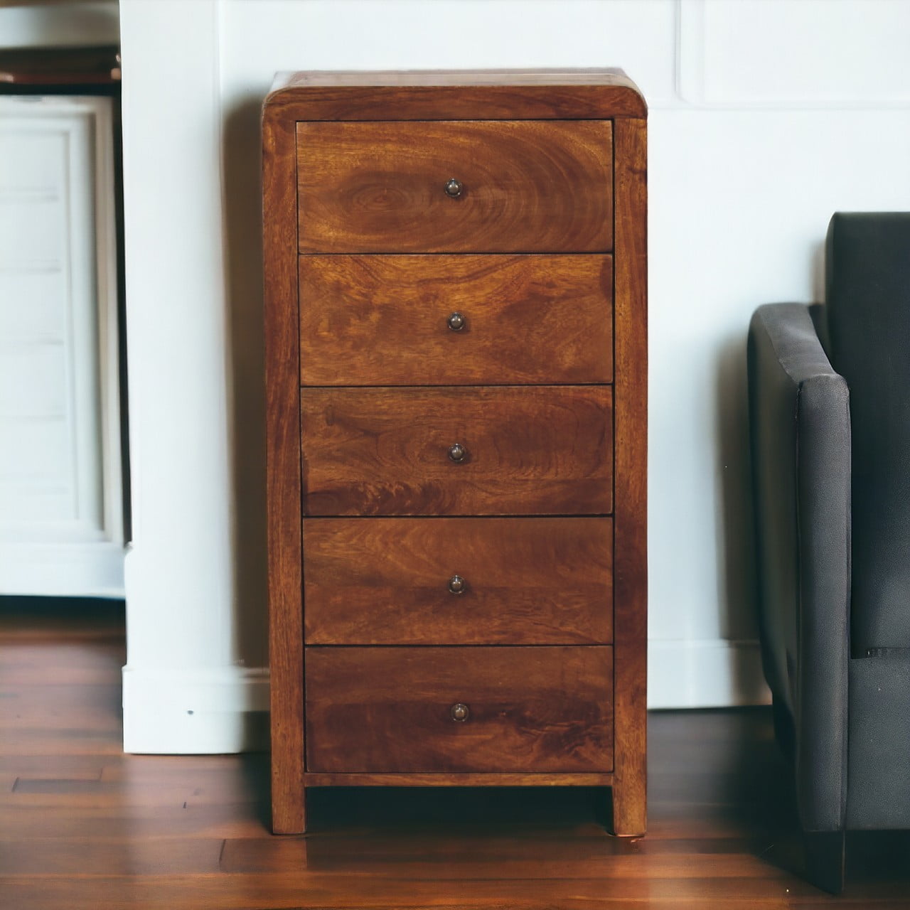 Chestnut Curved Storage Cabinet