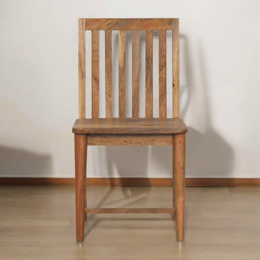 Fringed Dining Chair in oak-ish finish, front view