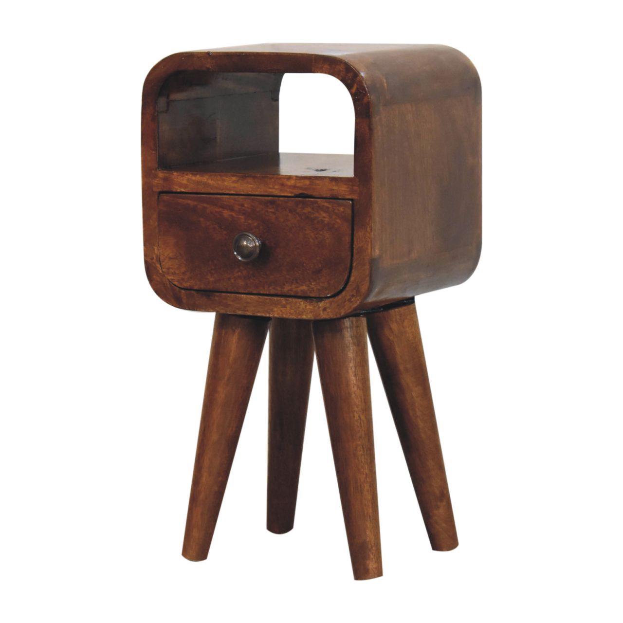 The Curve Mini Open Bedside in Chestnut