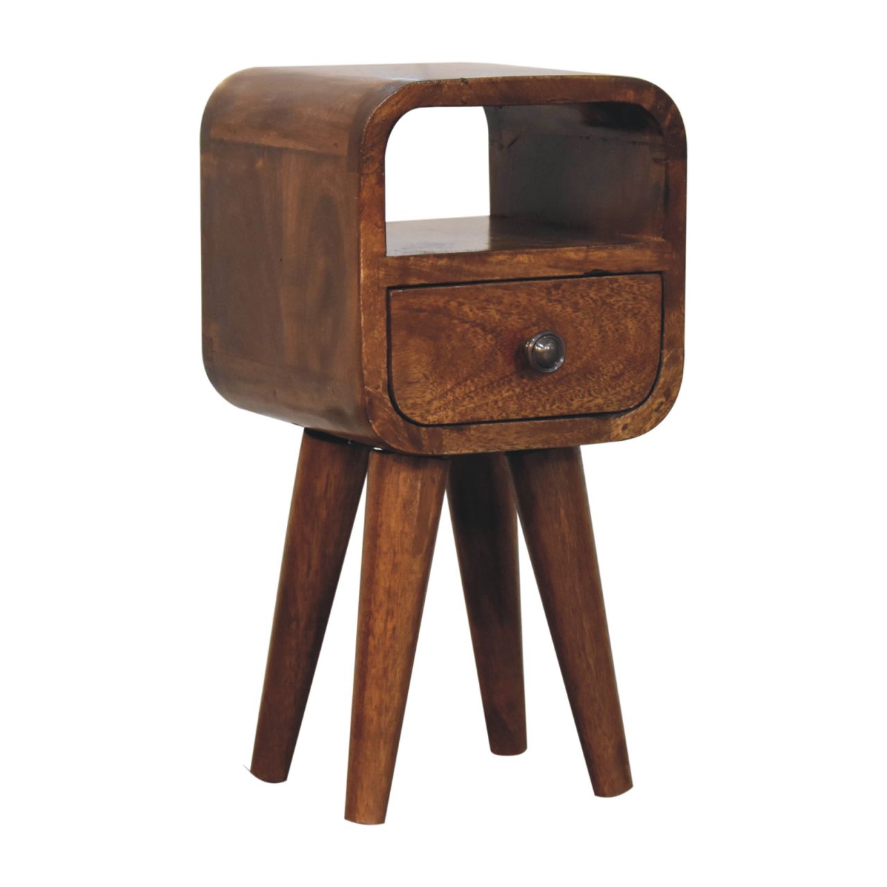 The Curve Mini Open Bedside in Chestnut