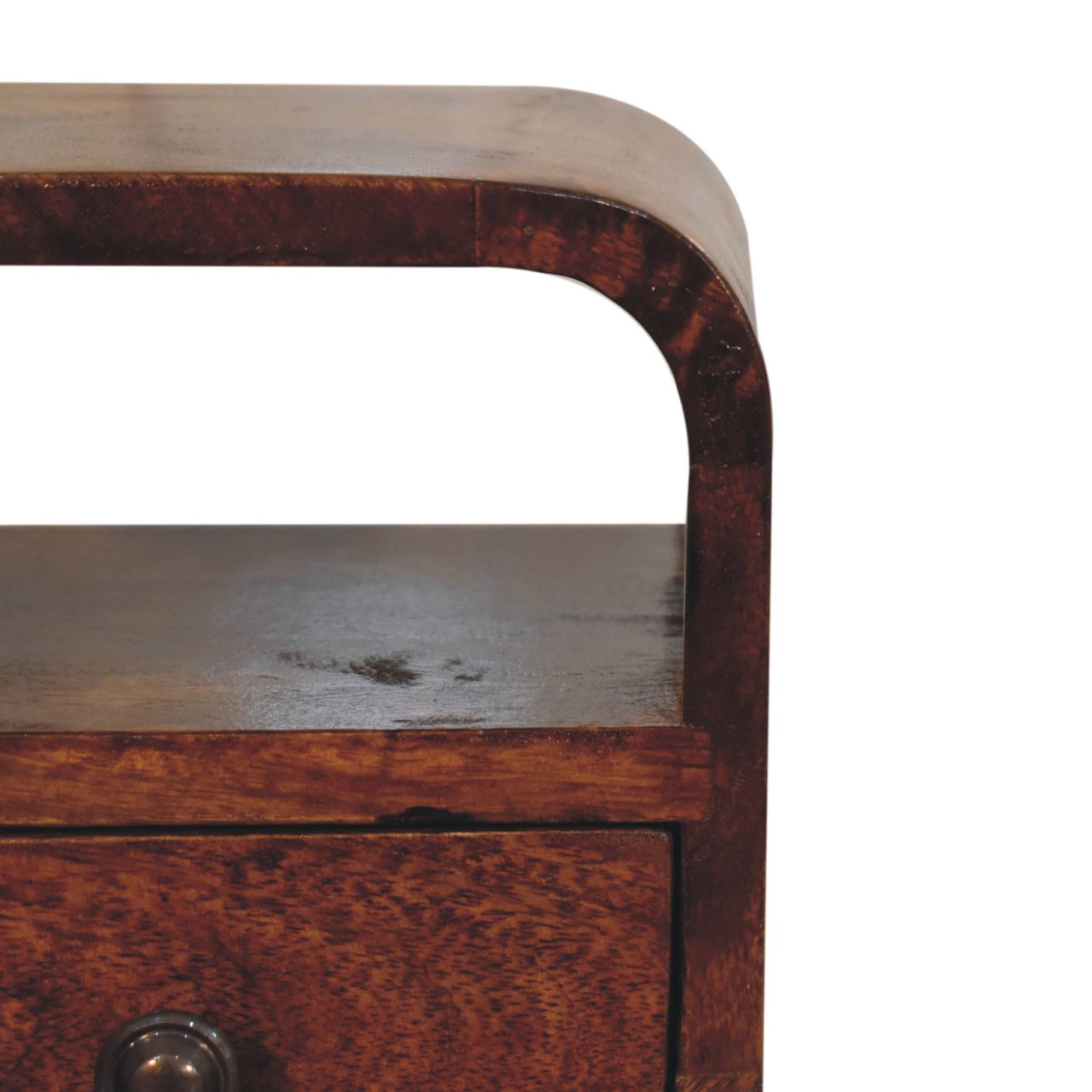 The Curve Mini Open Bedside in Chestnut