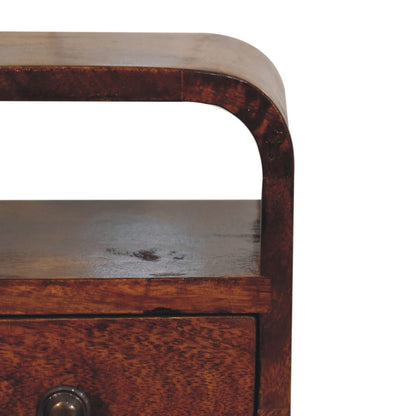 The Curve Mini Open Bedside in Chestnut
