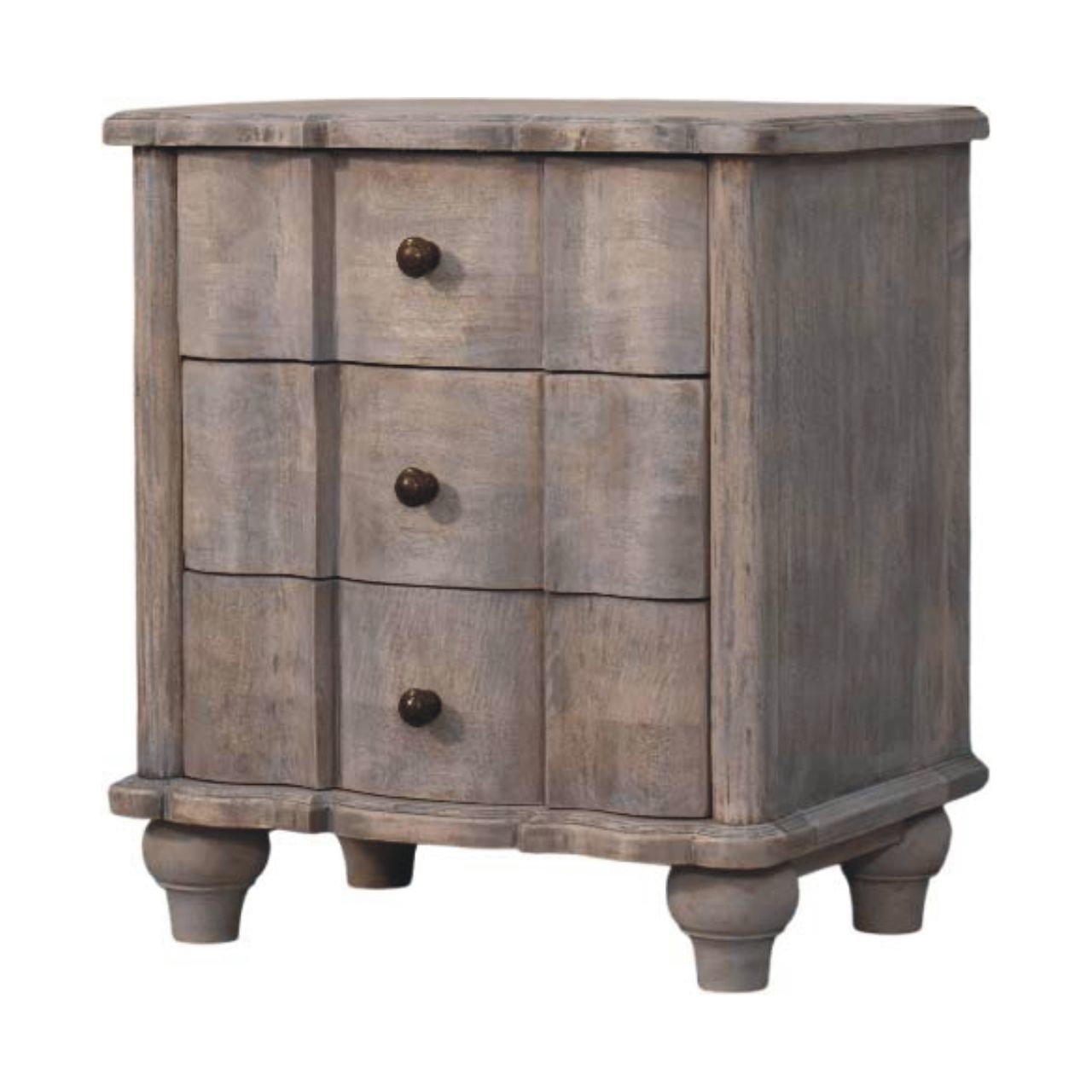 The Evara Washed Mango Wood Bedside Table
