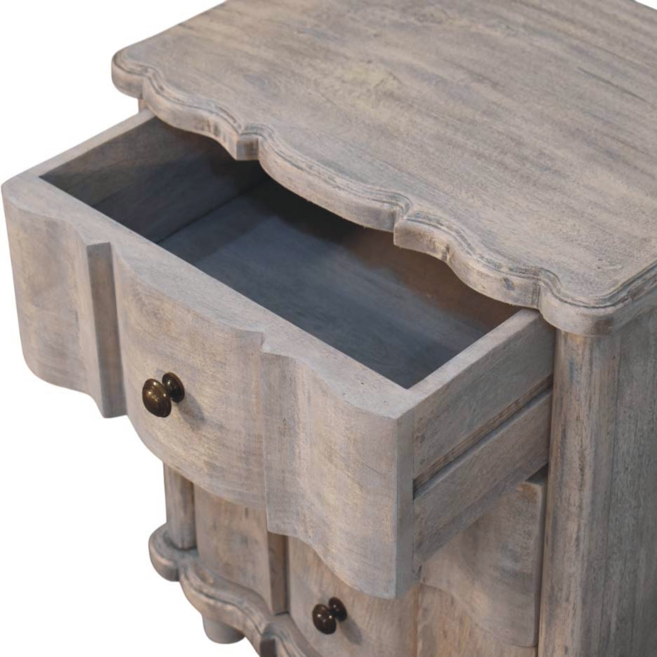 The Evara Washed Mango Wood Bedside Table