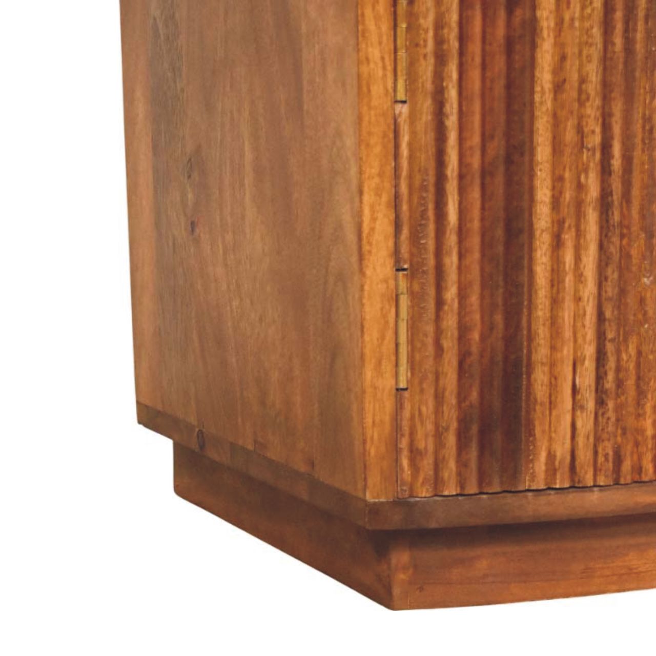 The Curved Amber Oak Mango Wood Bedside Table