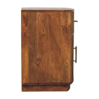 The Curved Amber Oak Mango Wood Bedside Table