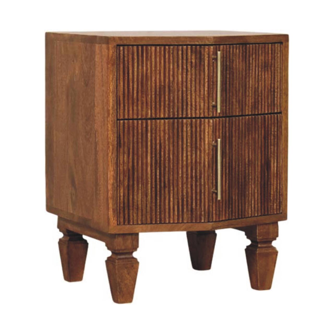 The Valence Fluted Winewood Oak Bedside Unit