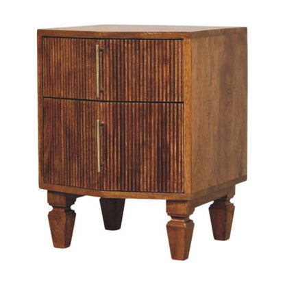 The Valence Fluted Winewood Oak Bedside Unit