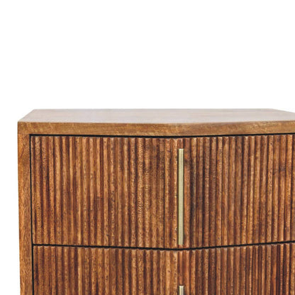 The Valence Fluted Winewood Oak Bedside Unit