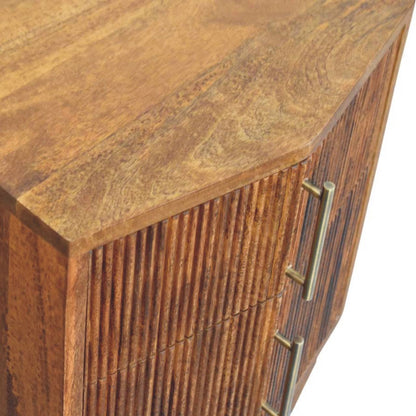 The Valence Fluted Winewood Oak Bedside Unit