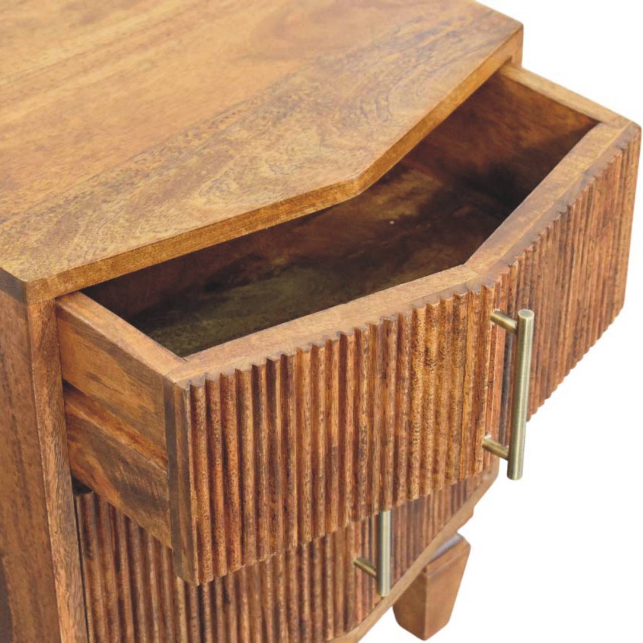 The Valence Fluted Winewood Oak Bedside Unit