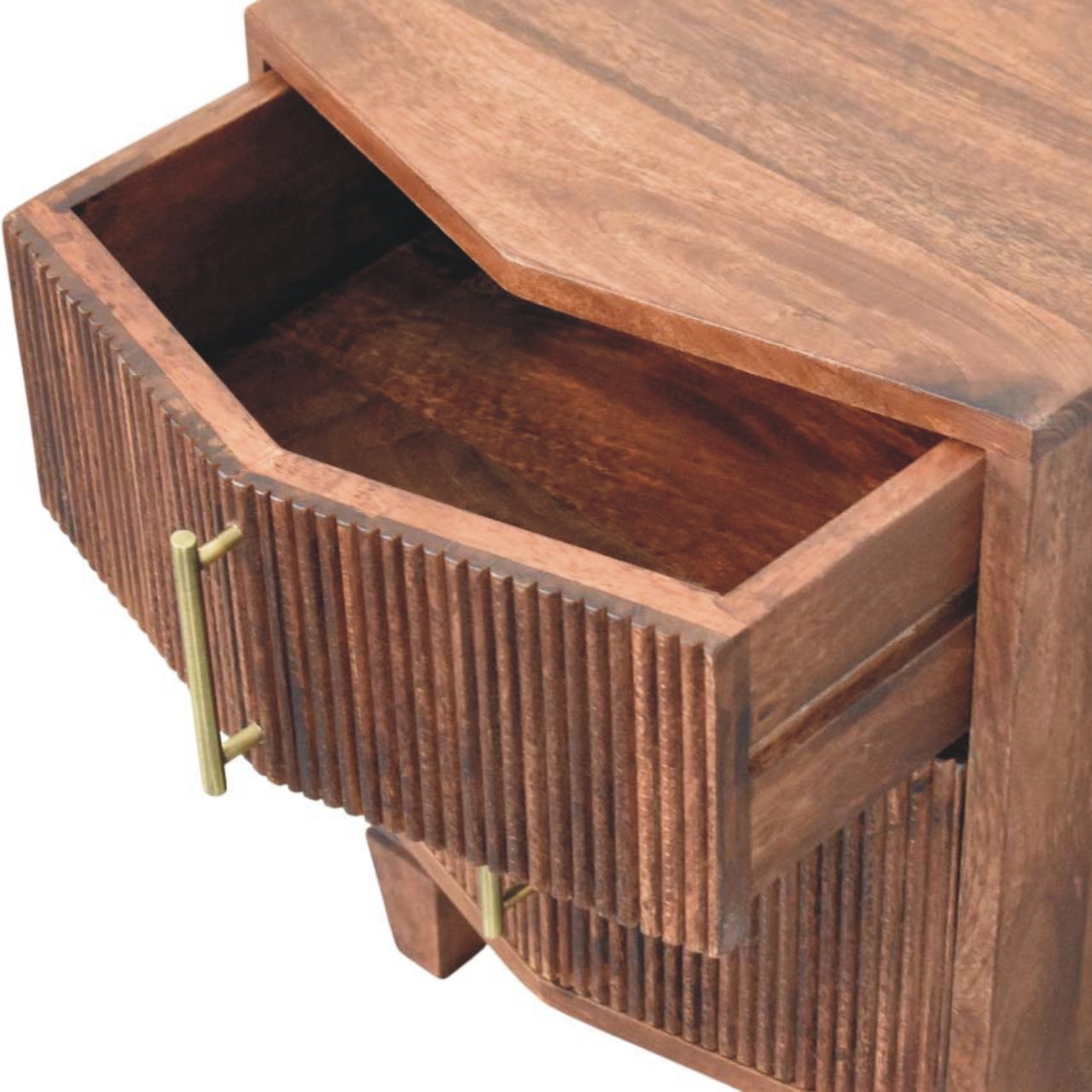 The Veyra Grooved Mango Wood Nightstand