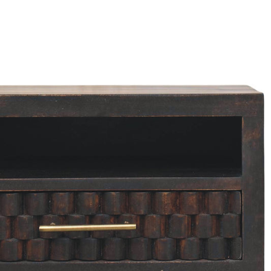 The Liora Carved Open-Slot Mango Wood Bedside Table