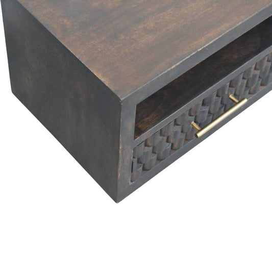 The Liora Carved Open-Slot Mango Wood Bedside Table