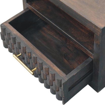 The Liora Carved Open-Slot Mango Wood Bedside Table