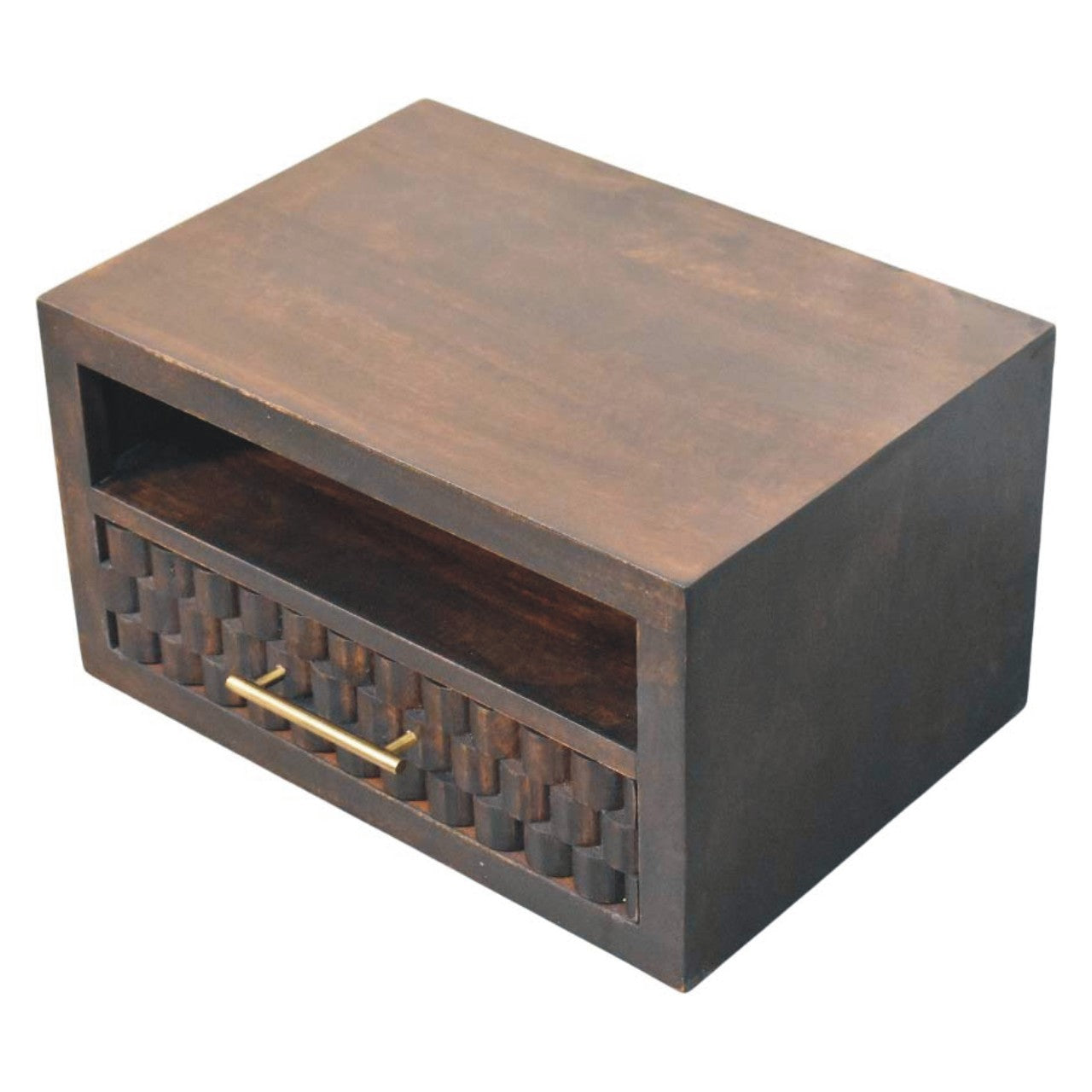 The Liora Carved Open-Slot Mango Wood Bedside Table