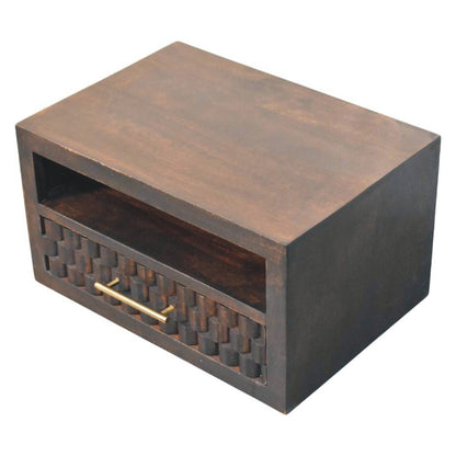The Liora Carved Open-Slot Mango Wood Bedside Table
