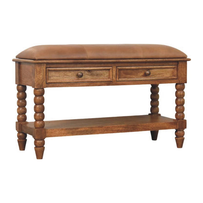 The Spindle Leather Storage Bench