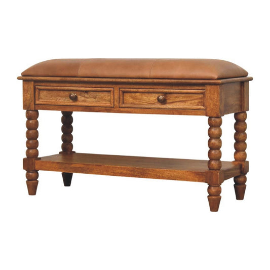 The Spindle Leather Storage Bench