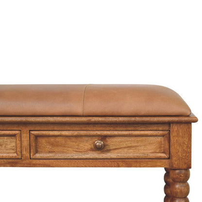 The Spindle Leather Storage Bench