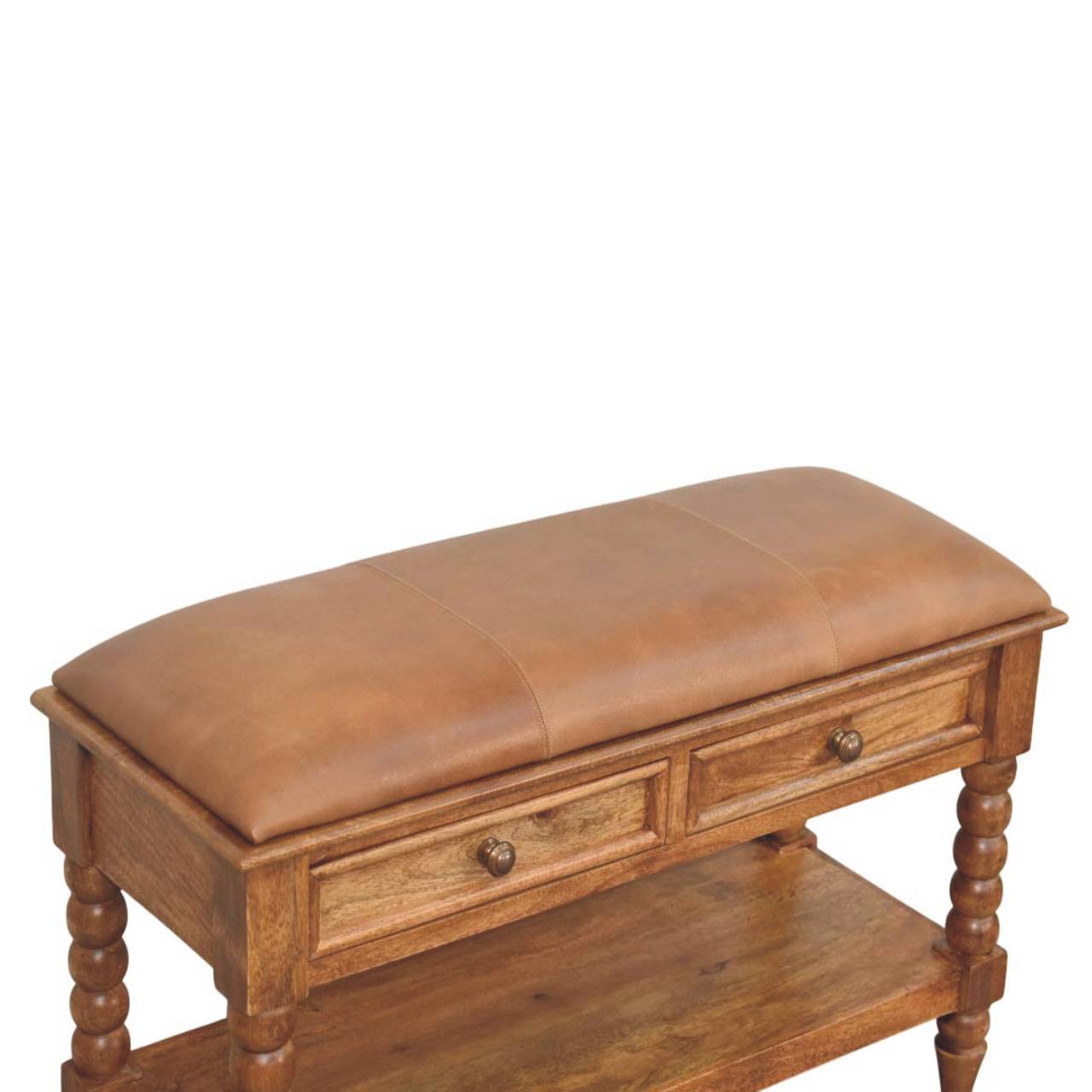 The Spindle Leather Storage Bench